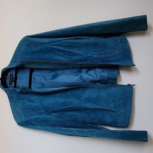 Valerie Stevens Leather Jacket, Size L, Women, Blue